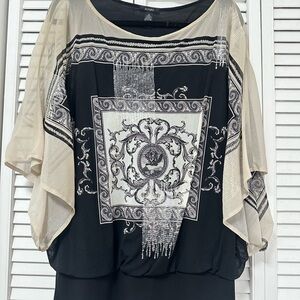 Alfani Black and Cream Women's Top